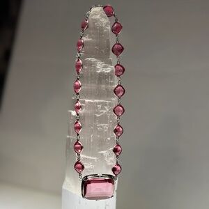 Precious pink Art Deco Czech glass in sterling silver! Marked "Sterling". RARE!